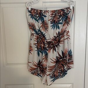 SHEIN White Tropical Print Jumpsuit